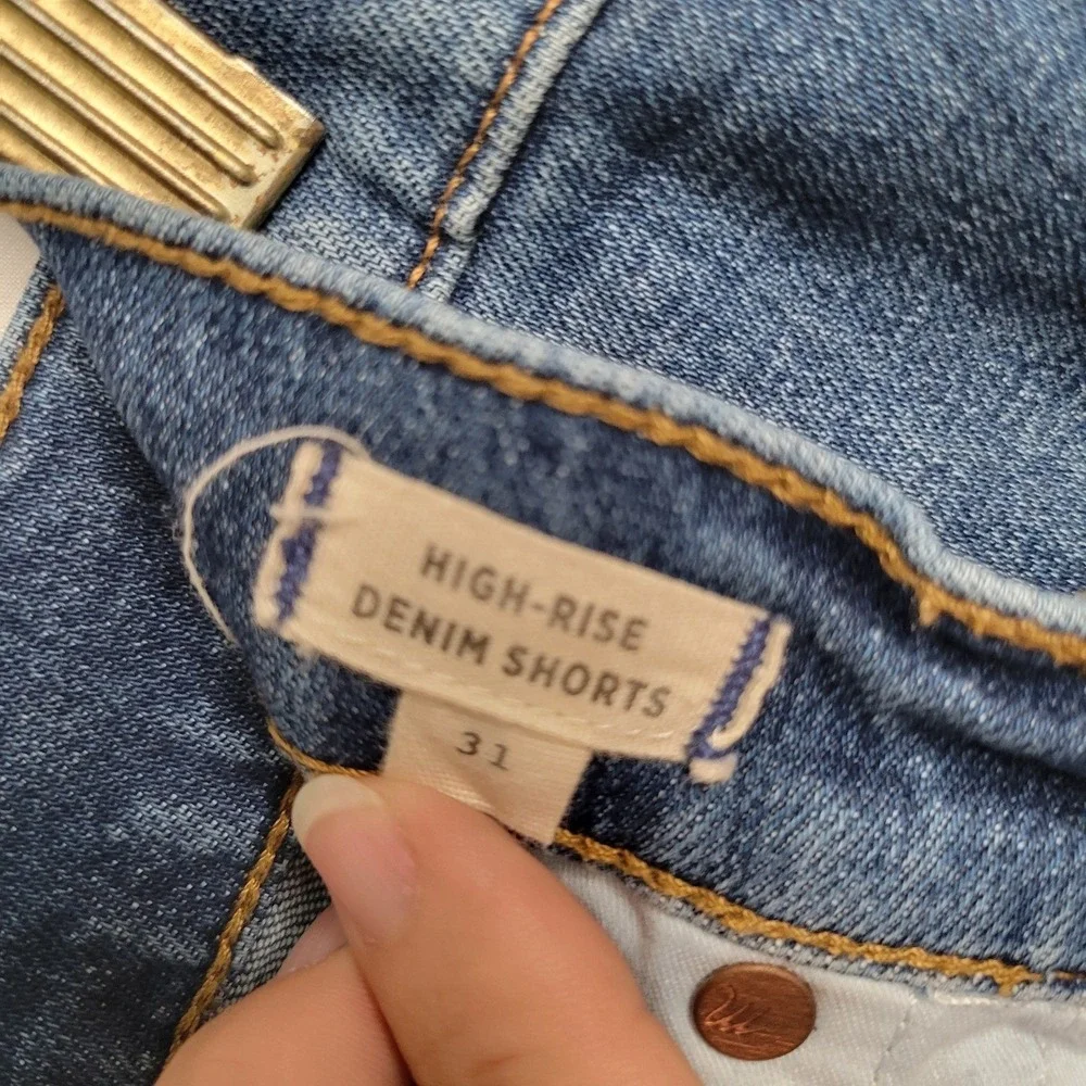 Madewell Denim Shorts Womens 31 Blue High Rise Cutoff‎ Raw Hem Medium Wash